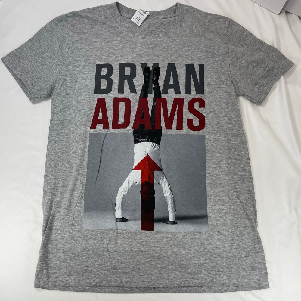 Bryan Adams Get Up Tour T-Shirt Gray Red Medium Mens Graphic Tee